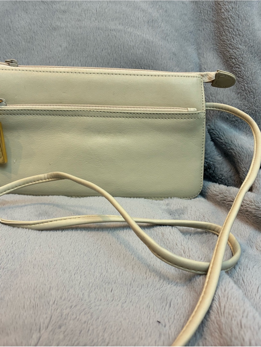Giani Bernini Cream Crossbody Bag with Slim Zip Pocket